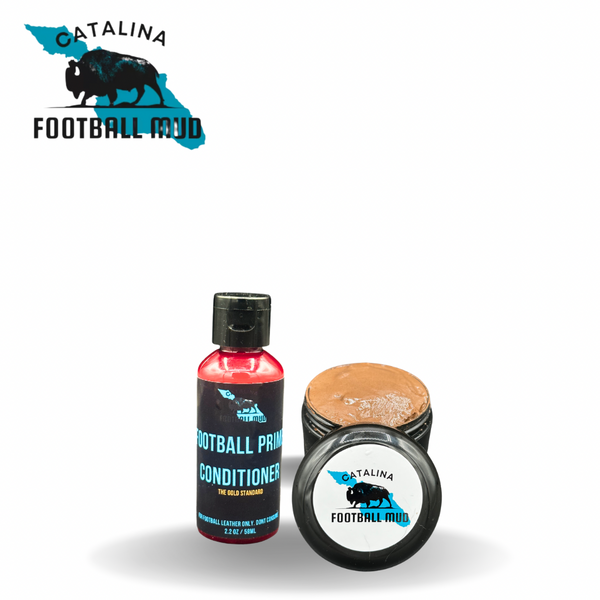 Catalina Football Mud products including a bottle and two containers on a white background